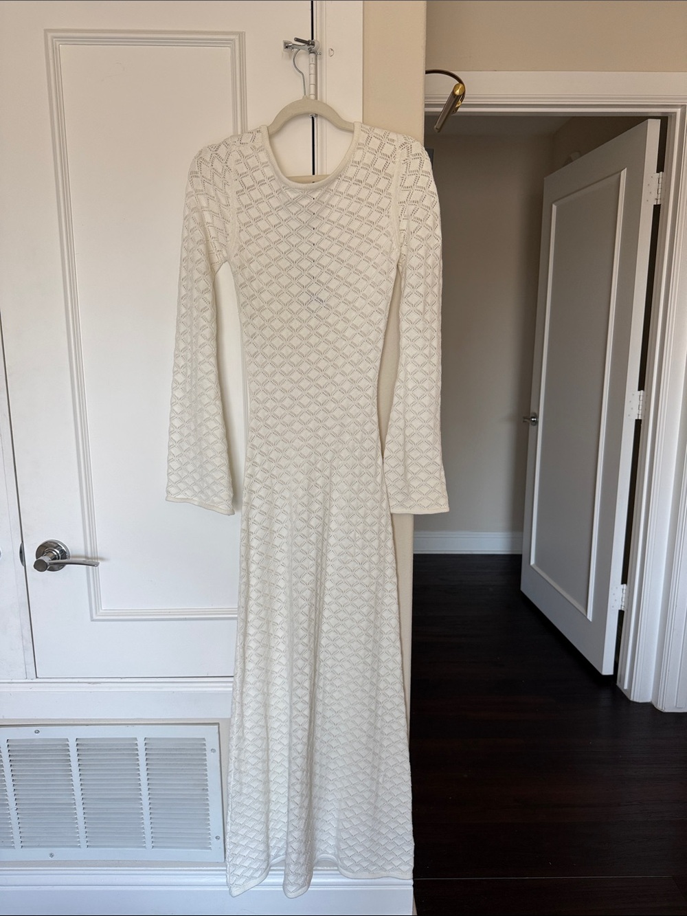 Charlie Holiday Cream Textured Knit Maxi Dress